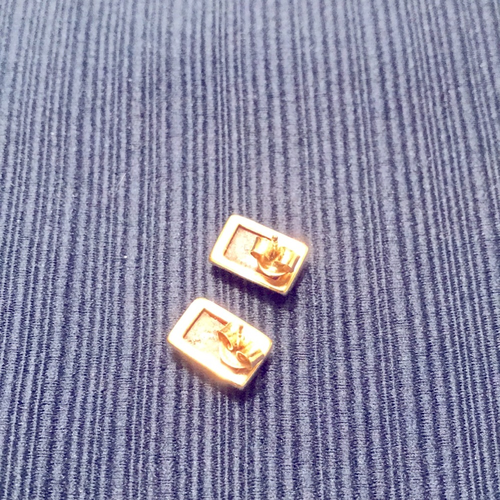Nwot Amber Rectangular, Cylindrical Stud Earrrings - image 4